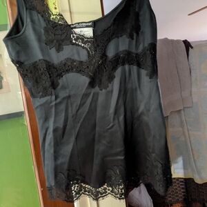 Dolce & Gabbana Black Silk Lace Chemise
